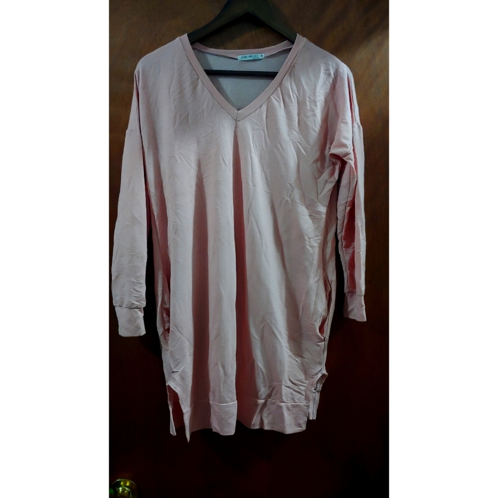 Blush Pink Long Sleeve Tshirt Dress